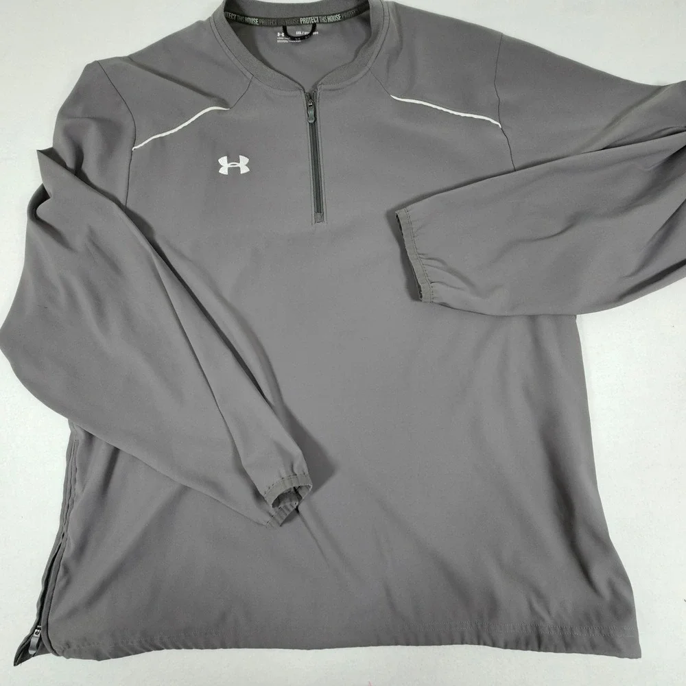 Under Armour Mens Gray 1/4‎ Zip Windbreaker Pullover 3XL 1252003 Loose Fit